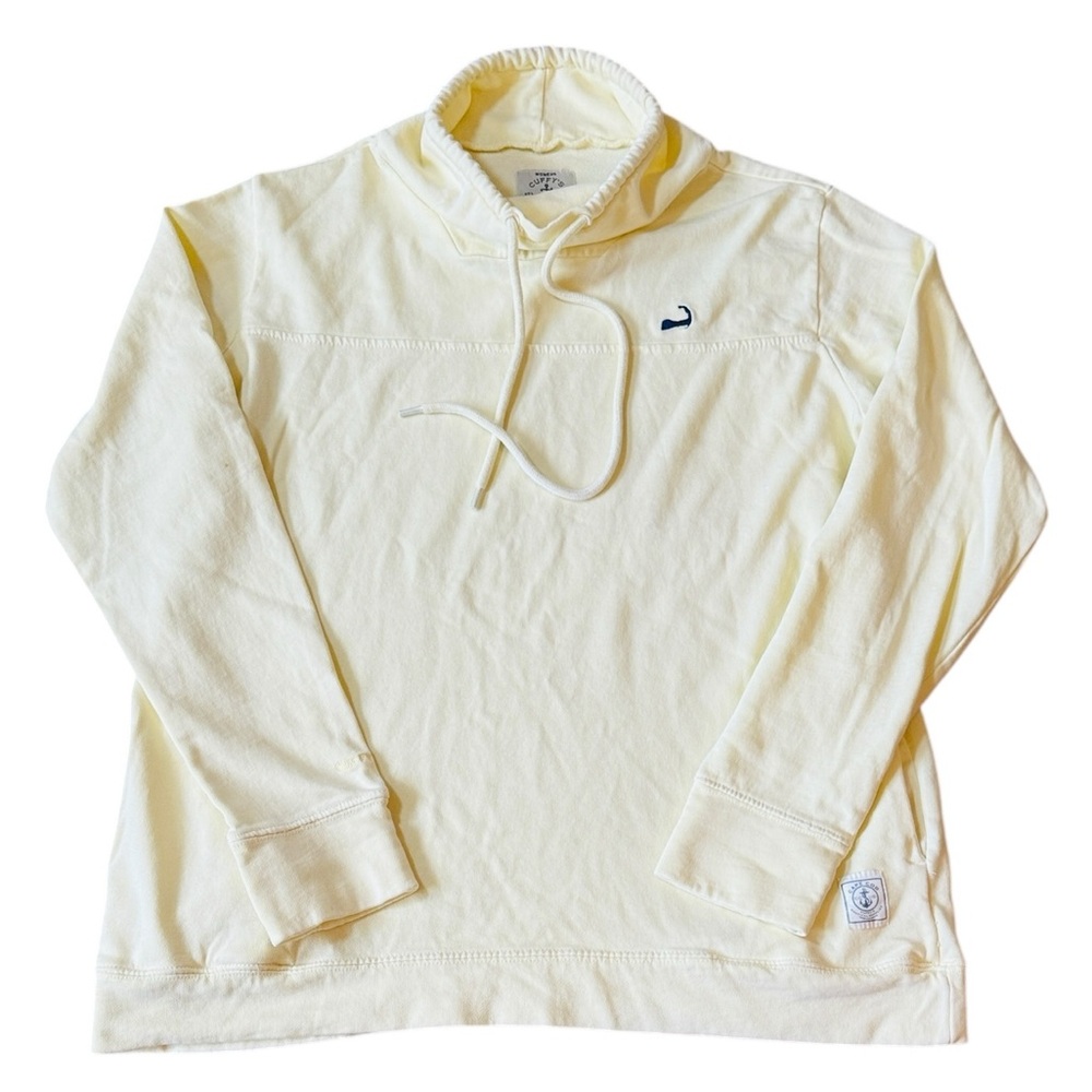 Cuffy’s Ocean Wash Yellow Pullover Mock Neck Pockets Thumbholes Cotton Large